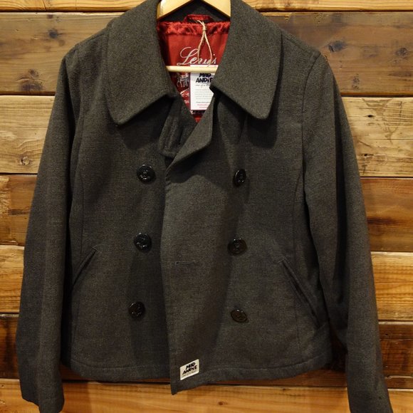 Rare One-of-a-Kind Vintage Levi's Pea Coat featuring Custom MadAndie Cross - M - Picture 2 of 9